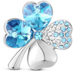  Ezüst Színű Cirkónia Strasszos Türkiz Osztrák Kristály Lóhere Bross Kitűző