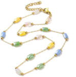  Arany Színű Nemesacél Színes Fazettált Üveggyöngy Nyaklánc