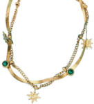  14K Aranyozott Nemesacél Csillag Cirkónia Strasszos Dupla Nyaklánc