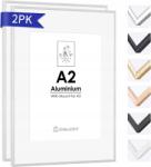 Cadro Képkeret fotókhoz, oklevelekhez, poszterekhez A2 méretben, 2 darabos szett, ezüst színű fali dekoráció (Ramka na zdjęcia 42x59,4 biała A2 MDF CADRO)