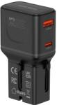 Mobile Origin Adaptor retea Mobile Origin Travel Adapter GaN, 35W, 1xUSB-C, 1xUSB-A, Compatibil cu prize EU/UK/US/AU, Negru (MO-PW25-BLK)