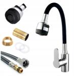 Focus Sanitar Konyhai Csaptelep Fekete Álló Hajlékony Kifolyócső Flex 2 Funkció (6002025)