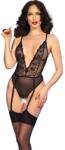  Боди с отворено дъно и включени чорапи, размер S - CR 4721 Body Black (D-240629)