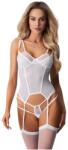  Корсет, двойни чашки и регулируеми жартиери - Arrowel Corset White S/M (OBSES02095)