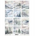 ITD Collection Rizspapír decoupage A4 R2308 tájkép erdő, hegyek (R2308)