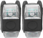 Dodaco Set lumini LED pentru bicicleta din silicon, 2 bucati , lumina alba si rosie, 3 moduri de iluminare, impermeabile, prindere rapida, negru