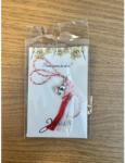 Flippy Martisor Traditional, Jolie, Model URSULET, cu Snur Impletit Alb Rosu, 8.5 x 5.5 cm, Argintiu (teo-165721)
