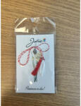 Flippy Martisor Traditional, Jolie, Model TRIFOI 3, cu Snur Impletit Alb Rosu, 8.5 x 5.5 cm, Argintiu (teo-165722)