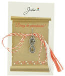 Flippy Martisor Traditional, Jolie, Model Infinit, cu Snur Impletit Alb Rosu, 8.5 x 5.5 cm. Argintiu (teo-114566)