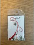 Flippy Martisor Traditional, Jolie, Model STEA, cu Snur Impletit Alb Rosu, 8.5 x 5.5 cm, Argintiu (teo-165724)