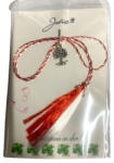 Flippy Martisor Traditional, Jolie, Model Copac, cu Snur Impletit Alb Rosu, 8.5 x 5.5 cm, Argintiu (teo-126078)