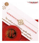 Flippy Bratara Placata cu Aur 24k, Jolie, Model TRIFOI, Martisor Bratara, cu Snur Alb Rosu, Auriu (teo-165481)
