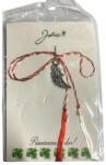 Flippy Martisor Traditional, Jolie, Model Aripa, cu Snur Impletit Alb Rosu, 8.5 x 5.5 cm, Argintiu (teo-126079)