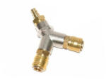 TC Technic Set distribuitor pneumatic în Y 1/2" cu T-idom, 3× filet interior din alamă, 2× cuplă rapidă femelă cu oprire automată a aerului și 1× mufă mascul pentru compresoare și sisteme de aer comprimat (MKN-C