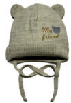  Minimanó Kötős Macifüles Fiú Kötött Sapka (36-38) - Bézs