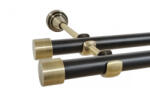 Casa Deco Logistics Galerie dubla fara inele duo DOP 19/19 mm negru aur antic Suport draperie