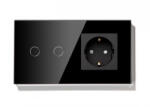 Torelectric Întrerupător tactil dublu cap scara/cruce + Priza M1 negru