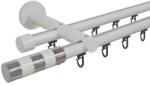 Casa Deco Logistics Galerie dubla teava profil alb cilindru inox 19mm/19mm Suport draperie