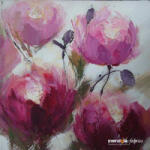 MENDOLA Tablou Pictat Manual Trandafiri, 60x60 Cm