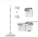 KLINTENSIV Mop rotativ cu 2 găleți DreamRamp® cu centrifugă inox, mâner reglabil și roți-Buc / Alb