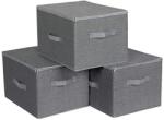 Songmics Cutii depozitare pliabile cu capac, set 3 bucăți, gri modern (RYZB03G)