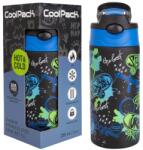 COOLPACK Termosz szívószállal, Coolpack, Bono, Inox, BPA-mentes, BPS-mentes, BPF-mentes, Hőszigetelt, Könnyen hordozható fogantyúval, 24 x 7.5 cm, Kék, 1 termosz kupakkal és szívószállal (Z10930)