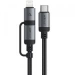 ACEFAST Cablu de Date si Incarcare USB-C - Lightning / USB-C Acefast C20-01, 60W, 1.2m (Negru)