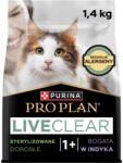 PRO PLAN Veterinary Diets PRO PLAN LiveClear pulykában gazdag, sterilizált felnőtt macskáknak szánt eledel 1, 4 kg