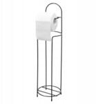 Rodeno Fürdőszobai Wc-papír Tartó Állvány Fekete Fém Modern (ROD6673)