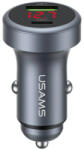 USAMS CC327 alumínium autós töltő 45W USB-A USB-C tarnish (CC327CC01)