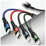 USAMS Fonott kábel U26 4in1 1, 2 m 2A Gyors töltés (2x lightning/microUSB/USB-C) (SJ317USB01)