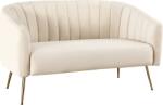 Ramely Canapea de design cu 2 locuri, tesatura Velvet bej/gold crom-auriu, BAGY Canapea