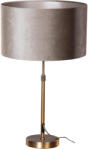 QAZQA Asztali lámpa bronz színű, taupe bársony lámpabúrával, 35 cm - Parte (109149)