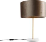 QAZQA Asztali lámpa sárgaréz taupe bársonyernyővel 35 cm - Kaso (109148)