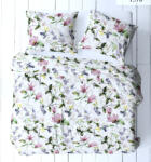  Pamut 3 részes ágynemű huzat szett - 140x200 cm / színes virágok fehér alapon
