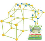 Kit de Constructie Fort 3D pentru Copii cu 36 Sfere si 51 Tije, Panza Verde Impermeabila (103388)