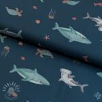  Pamutvászon Sea life petrol digital print