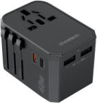 Choetech USB-C*2+A*2 (45W, fekete, travel, US, UK, EU, AU), töltő
