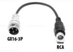  Töltő átalakító adapter GX16-3P-ről RCA 10mm-re