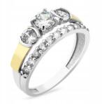  Ezüst Gyűrű Arany Díszítéssel És Cirkónia Kövekkel 225-ös modell, 17-es méret (0225)