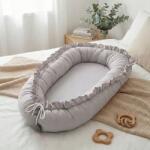 Muminky Báb Csecsemő Fészek Fodros Pamut Fekhely 60x90 Szürke