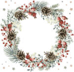  Karácsony Wreath on White szalvéta 20 db-os 33x33 cm (PKK051959)