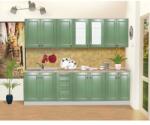 Spectral Mobila Bucatarie Zebra 260 cm din MDF Verde cu blat termoizolant imitatie artar