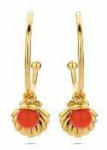 VICTORIA Arany színű piros gyöngyös kagyló mintás fülbevaló (VBNAY07422) - perfectbaby