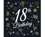  Happy Birthday 18 B&C szalvéta 20 db-os 33x33 cm (MLG156706) - perfectbaby