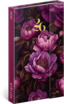 Realsystem mágnessel záródó agenda, határidőnapló, 13x21cm, heti tervező, 2026, Purple Flowers (RSZ-5413-PF)