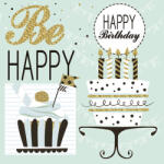  Happy Birthday Mint szalvéta 20 db-os 33x33 cm (PKK031982) - perfectbaby