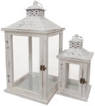 AdTrend Set 2 felinare lemn alb vintage 16 x 16 x 30, 25, 5 x 25, 5 x 47, 5 cm (119297)