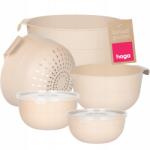 Hoga Konyhai Tálak Fedőkkel Szűrő Tésztaszűrő Edény Készlet Tálak 7 db-os (HGZ1001 BEŻOWY)