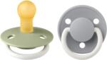 BIBS - Set 2 suzete Fosforescente De Lux Glow Latex, tetina rotunda, 0 luni +-Sage/Cloud
